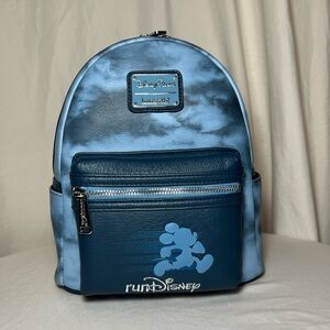 Disney Parks RunDisney Wine And Dine 2023 Blue Tie Dye Loungefly Backpack NWT